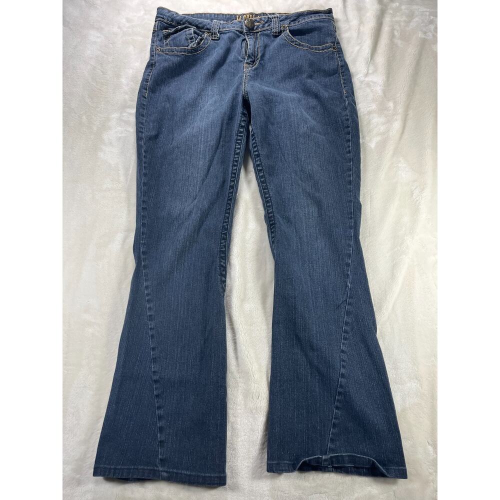 LL Cool J Womens Size 13‎ Blue Jeans Cross Embroidered Pockets Bootcut Stretch